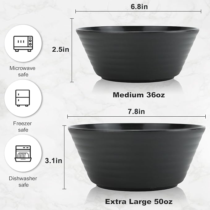 Wheat Straw Bowl Sets,6 PCS Unbreakable Cereal Bowl 50 OZ,Microwave and Dishwasher Safe Bowls,Super Big Bowl Sets BPA Free Big Bowl for Serving Cereal,Oatmeal and Salad (Deep Gray)