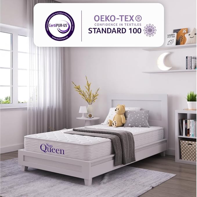 NapQueen Twin-XL Mattress, 6 Inch Elsa Innerspring Medium Feel, CertiPUR-US Certified, Twin-XL Bed Mattress in a Box, Fiberglass Free, White