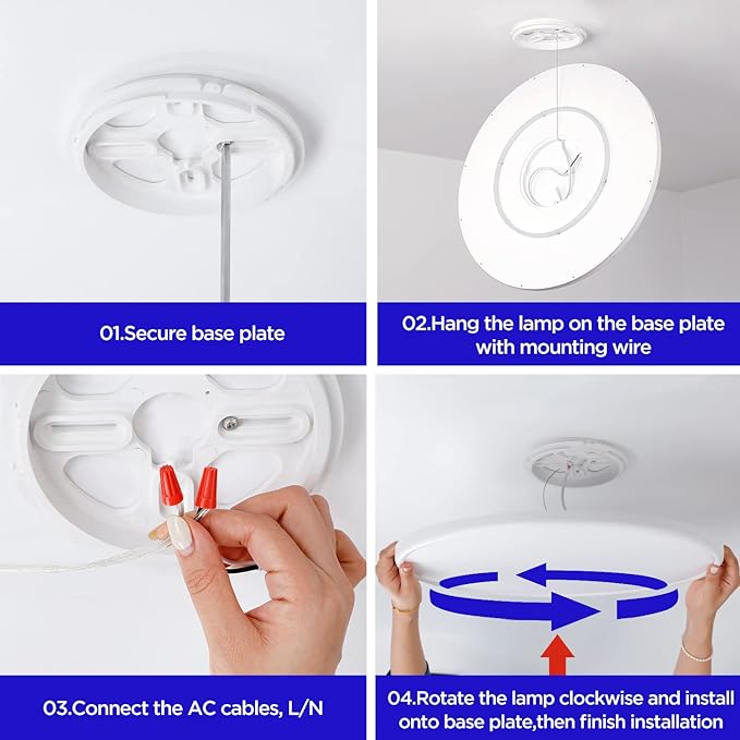 ocioc 18inch Flush Mount Ceiling Light Fixture with Remote Control, 40W, 2000K Nightlight, 3000K-6500K Color Changeable, LED Ceiling Light for Living Room/Bedroom/Kitchen White