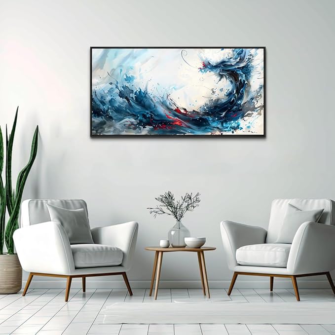 hyidecorart Canvas Prints Wall Art For Living Room Abstract Painting Wall Artworks Wall Decor for Bedroom Hang Pictures For Office Decoration Minimalism Watercolour Posters Black Framed Hotel Mural
