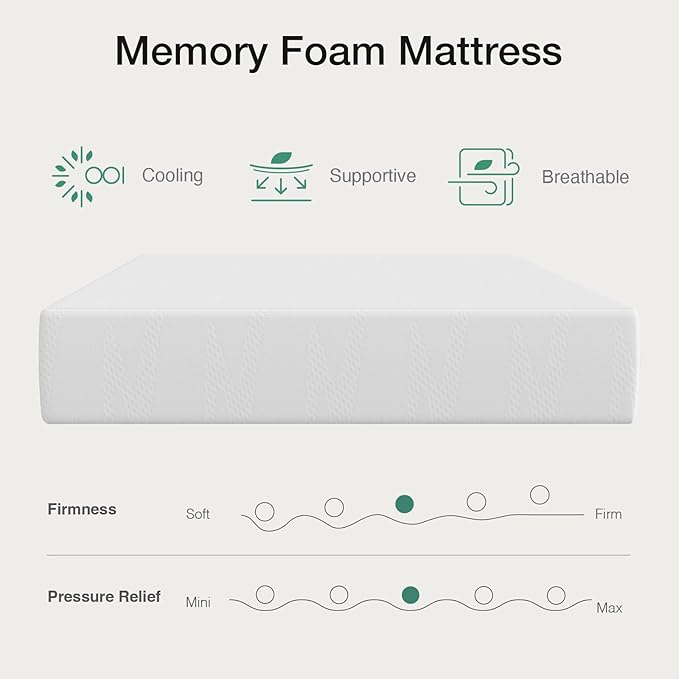 Novilla Twin XL Mattress, 12 inch Gel Memory Foam Mattress with Comfort Foam for Cooling Night Sleep, Comfort Support and Pressure Relief, CertiPUR-US Certified