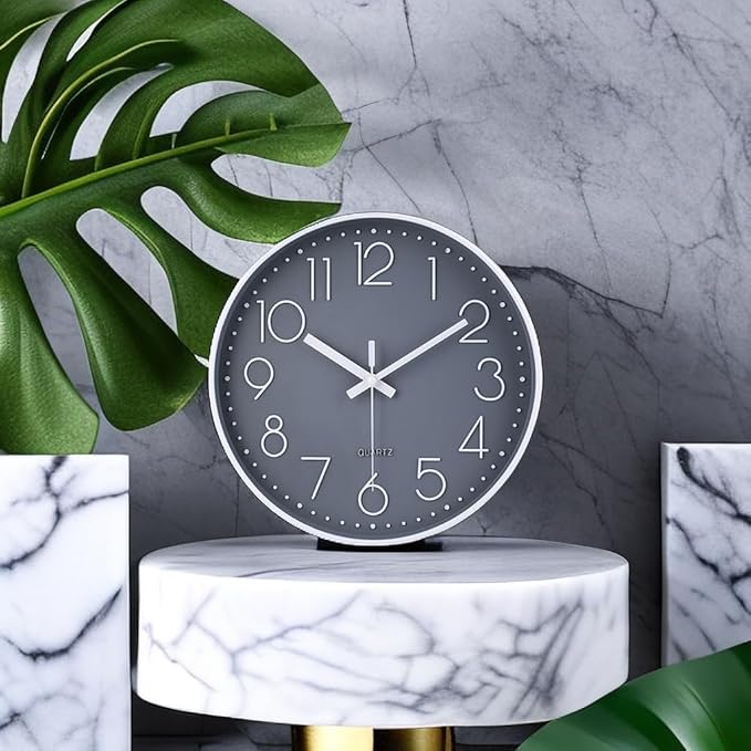 jomparis Wall Clock 12 Inch Non-Ticking Silent Battery Operated Round Wall Clock Modern Elegant Simple Style Decor Clock for Home/Office/School/Kitchen/Bedroom/Living Room