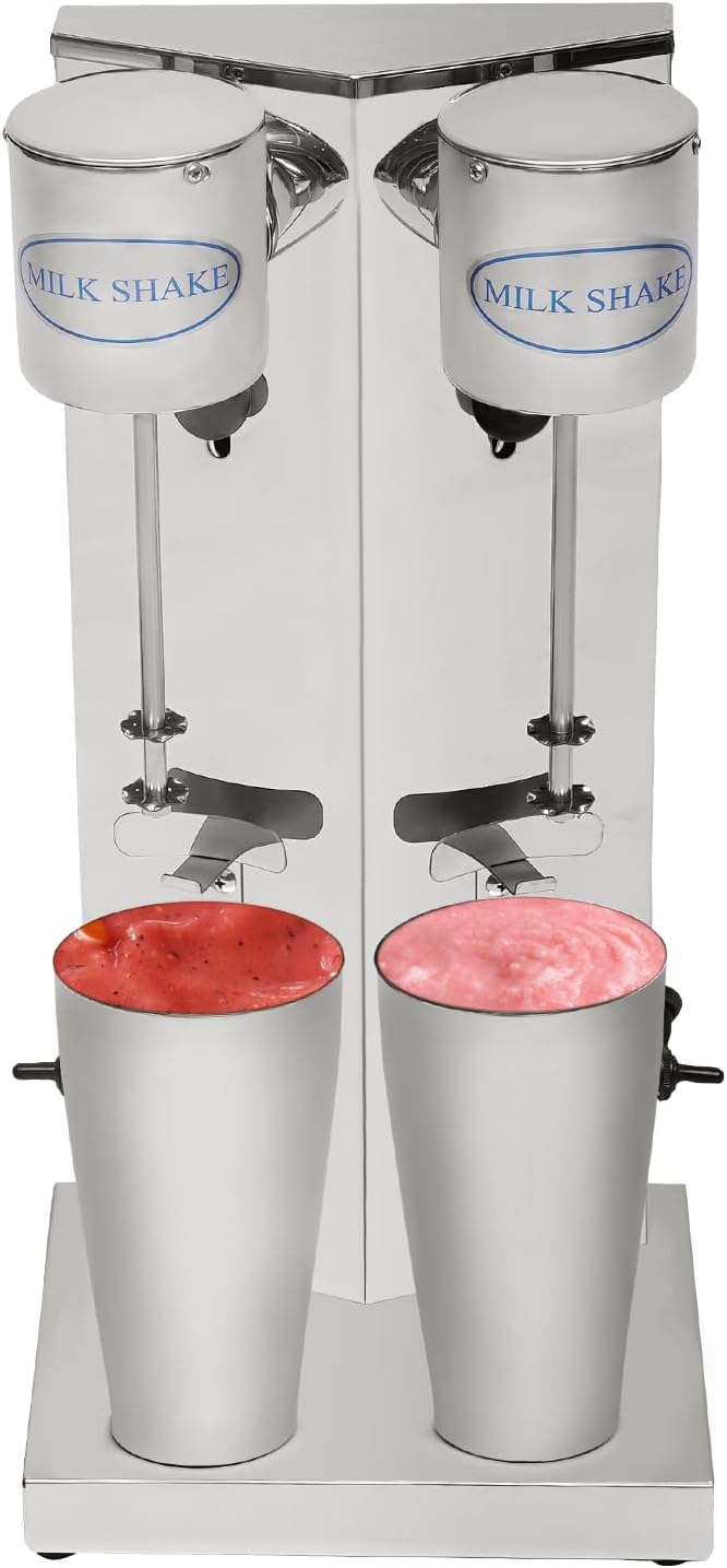 Milkshake Maker, Commercial Milk Shake Machine, Commercial Stainless Steel Milk Shaking Machine With Double Head Drink Mixer, With 2Pcs 65ml Cups