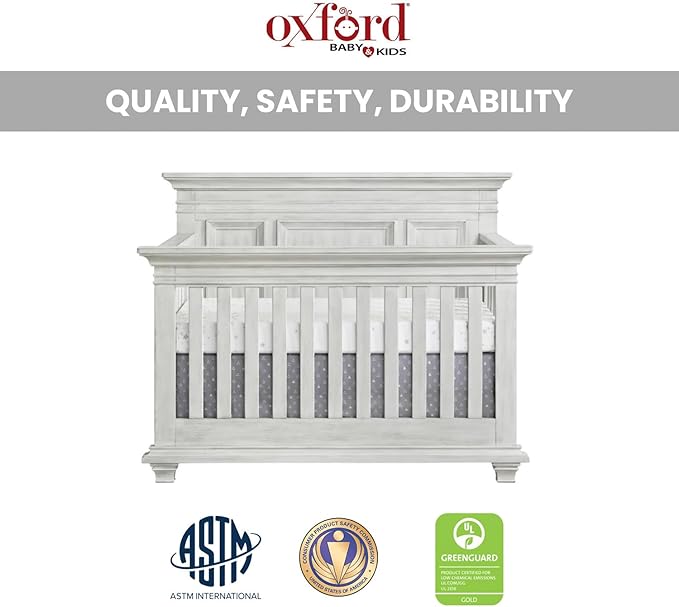 Oxford Baby Weston 4-in-1 Convertible Crib, Vintage White, GreenGuard Gold Certified