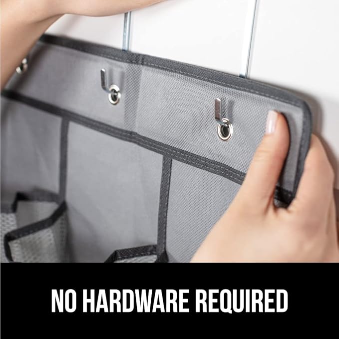 GORILLA GRIP Over the Door Shoe Organizer, 35 Large Breathable Mesh Pockets, Space Saving Hanging Storage Holder, 5 Hook Closet Rack Hanger, Hangs on Closets for Shoes, Accessories 68.5H x 24.5W Gray