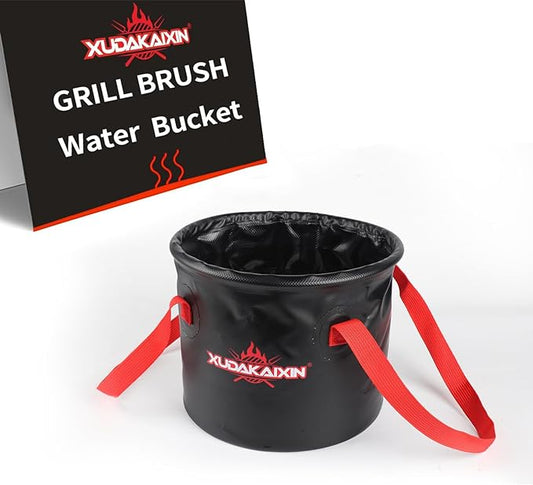 Grill Brush Collapsible Water Bucket for Grill Cleaning, Camping,and Outdoor Activities (Only Water Bucket No Grill Brush)