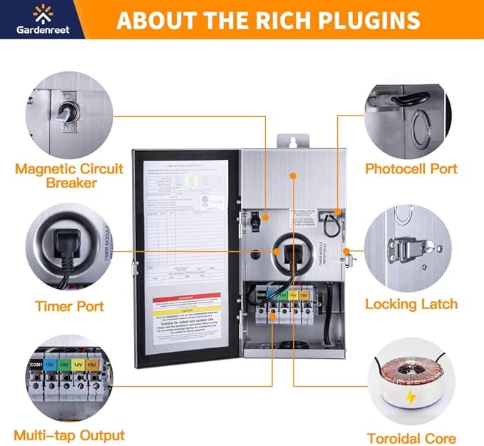 Solid Brass 12V LED Landscape Lighting Kit (12 Black Path Lights) with 300W Low Voltage Transformer and Mechanical Timer and 250FT Wire and 50Pack Connectors for Outdoor Pathway Garden