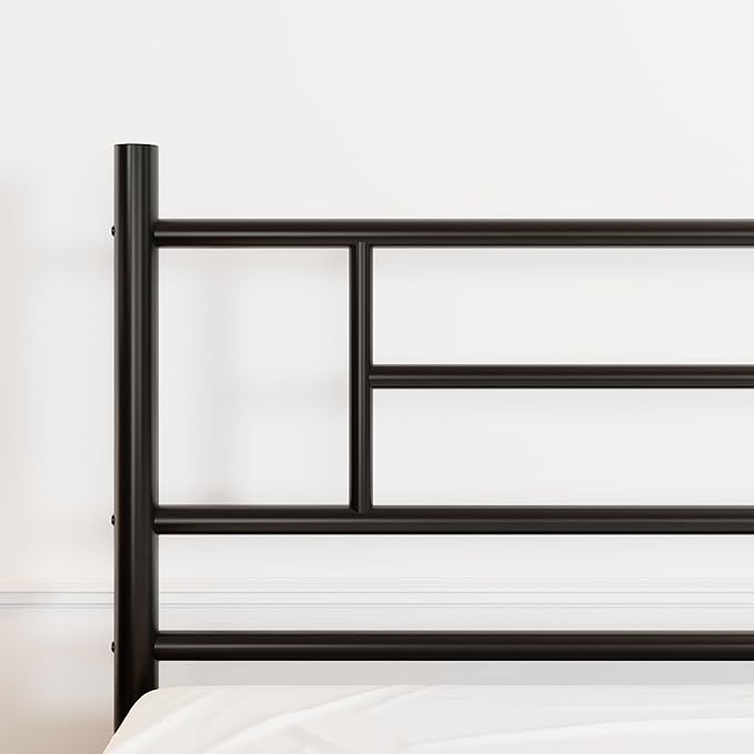 SHA CERLIN 14 Inch Full Size Metal Bed Frame with Iron-Art Headboard and Footboard,Under Bed Storage Space,Platform Bed with Metal Slats Support,Easy Assembly,Noise Free,No Box Spring Needed,Black