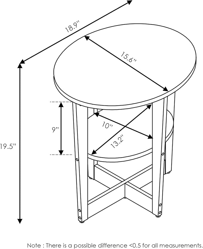 Furinno JAYA End Table, One, Walnut