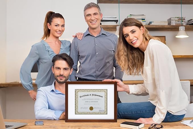 RPJC Document Frame Certificate Frames Made of Solid Wood High Definition Glass and Display Diplomas 8.5x11 with Mat or 11x14 Inch Without Mat Picture Frame Brown