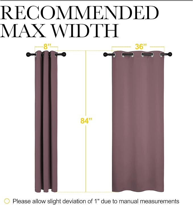 NICETOWN 84 inches Blackout Curtains for Office and Theater, Dry Rose, 1 Pair, 42 inches Wide, Thermal Insulated Solid Grommet Drapes for Living Room
