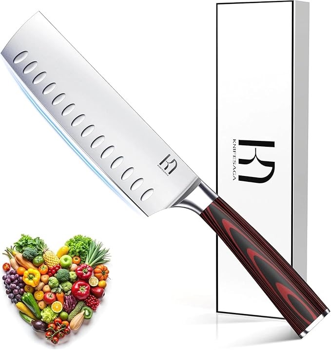 2025 Upgraded Nakiri Chef Knife Japanese Professional 7 Inch Sharp Meat Cleaver Kitchen Knives for Chopping Vegetable and Cooking, High Carbon Stainless Steel Asian Chopping Chefs Knife
