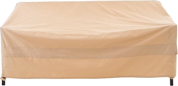 WJ-X3 3-Seater Outdoor Sofa Cover, Heavy Duty Patio Sofa Cover, Outdoor Couch Cover Waterproof, High Wind Resistant Design for Patio Couch Cover, 87W x 37D x 35H, Beige