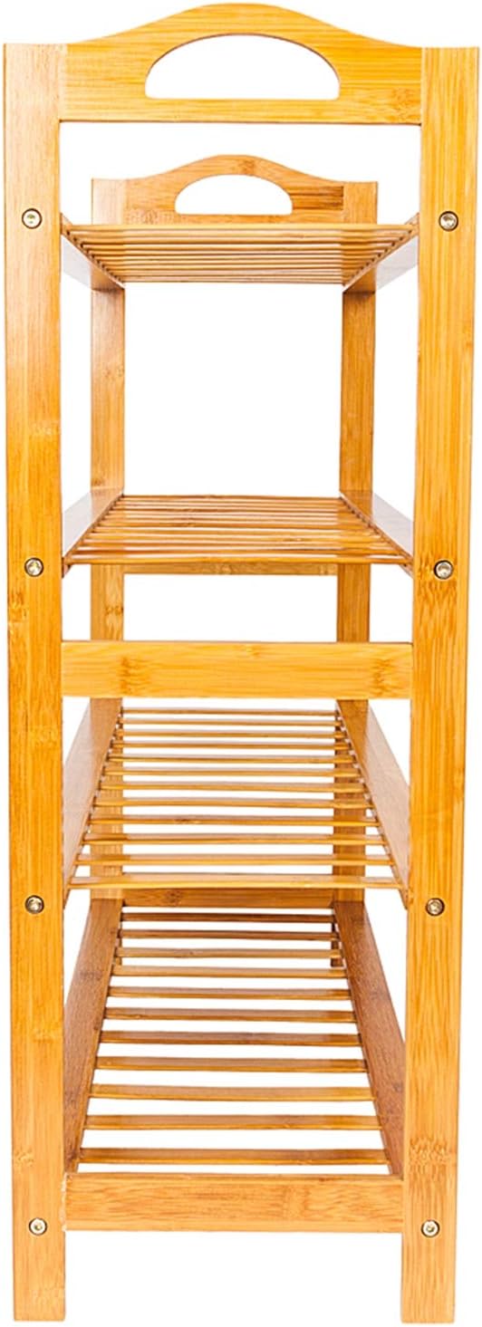 4-Tier Open Bamboo Shoe Rack Concise 12-Strip 4 Tiers Spacious Storage Shelf Stable Elegant Shoe Shelf Organizer Holds up to 44lbs for Entryway, Bedroom, Living Room, Kitchen (Wood Color)