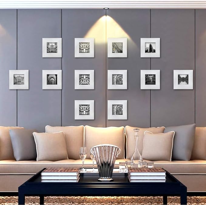 RPJC 4x4 inch Picture Frame Made of Solid Wood High Definition Glass for Wall Mounting Photo Frame Rustic White