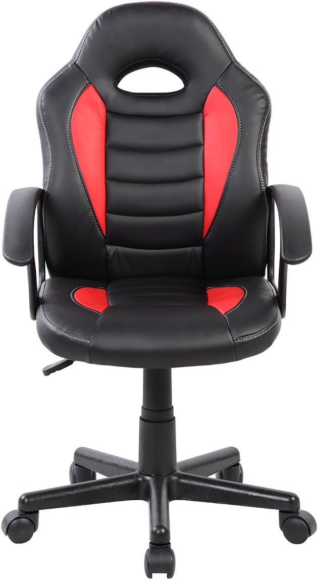 Techni Mobili Kid's Gaming and Student Racer Chair with Wheels, Red 22D x 21.25W x 35.25H in