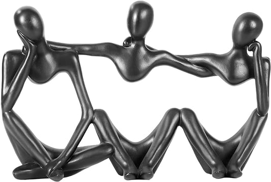 Thinker Statue Gold Decor Abstract Art Sculpture, Golden Resin Collectible Figurines for Home Living Room Office Shelf Decoration,Great Gifts Ideas (Conjoined Body-Black)