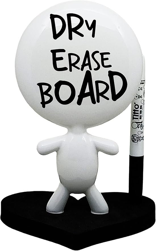 Dry Erase Board - TITTO in Love, Draw Your Ideas - Ceramic Doll - Black Office Design Desk - Coworkers Office Gift - Home Gift (Black)
