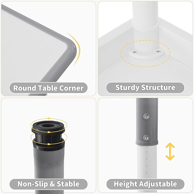 Adjustable Kids Table, Arts and Crafts Child Table with Graffiti Desktop, 7 Level Height Adjustable Children Table for Ages 3-8, Easy to Wipe Toddler Desk for Classrooms/Daycares/Homes