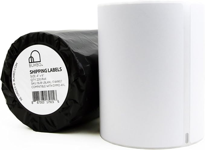 Buhbo Compatible with DYMO LabelWriter 4XL 4" x 6" Shipping Label 1744907, White (20 Pack / 220 Labels Per Roll)