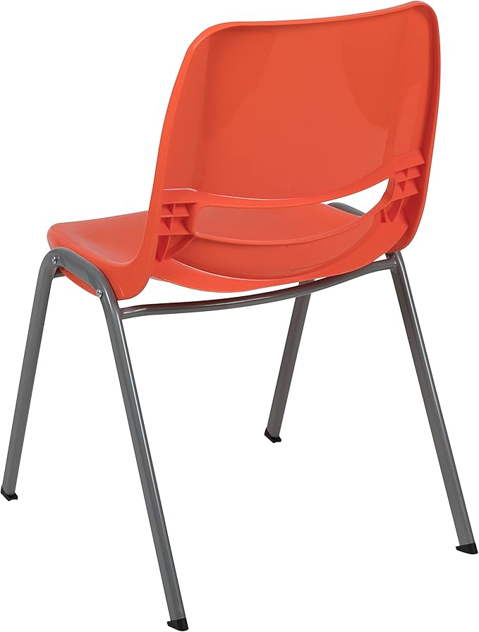 EMMA + OLIVER Orange Ergonomic Shell Student Stack Chair - Classroom Chair/Office Guest Chair