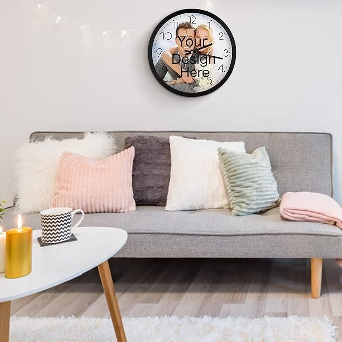 Custom Wall Clock, Personalized Wall Clock with Photo/Image Text Non-Ticking Clock Silent Customized Digital Wall Clocks Customized Gift for Living Room Kitchen Bathroom Home Decor 10''