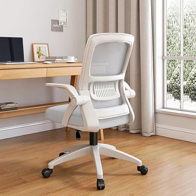 Home Office Chair Ergonomic Breathable Mesh Chair High Back with Adjustable Height Swivel with Flip-Up Arms and Lumbar Support