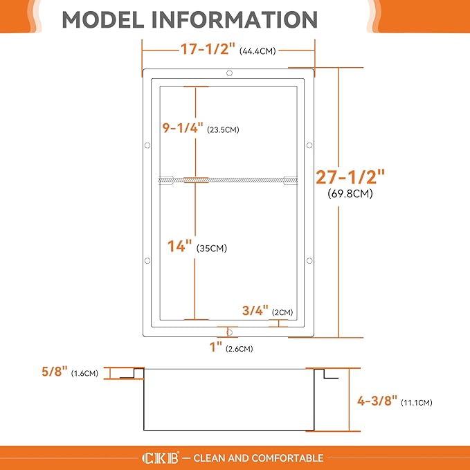 CKB Shower Niche Stainless Steel, 24 Inch x 14 Inch x 4 Inch Depth, Double-Layer Storage Shelves, Recessed Shower Shelf with Matte Black