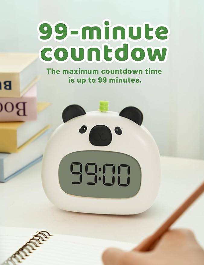 Panda Sleep Trainer Alarm Clock for Kids, LCD Night Light Dimming, USB Rechargeable, 3 Alarms Timer Wake up Helper for Boys & Girls Bedroom Decor Gifts