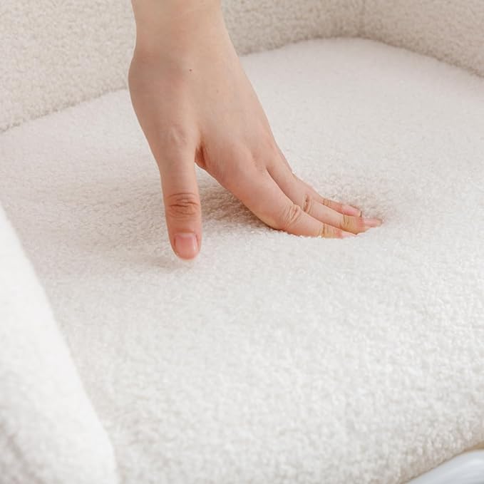 Kids Desk Chair Faux Fur Upholstered Swivel Reading Chair, Cute Adjustable Study Chair with White Wheels for Reading Room Bedroom, White