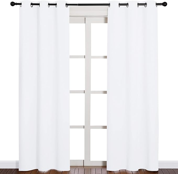 NICETOWN Window Treatment Curtain Set - 50% Light Reducing Drapes for Living Room, Curtain Panels for Patio Door (2 Panels, 42 inches x 84 inches, Pure White)