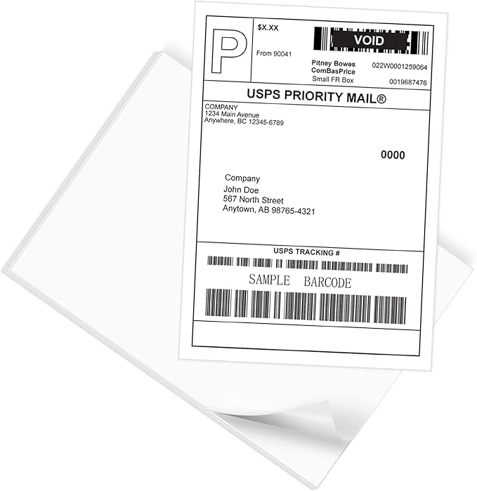 9527 Product Full Sheet Shipping Labels, 8-1/2" x 11" Blank White Sticker Paper, Self Adhesive Address Labels for Laser/Inkjet Printers, 500 Labels