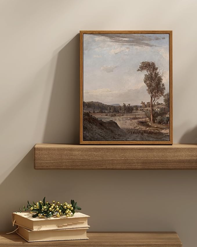 InSimSea Framed Wall Art for Living Room Classical Landscape Canvas Prints Decor Rustic Countryside Scenery Artworks Bathroom Pictures Wall Decorations Farmhouse Office Home Wall Decor 11x14in