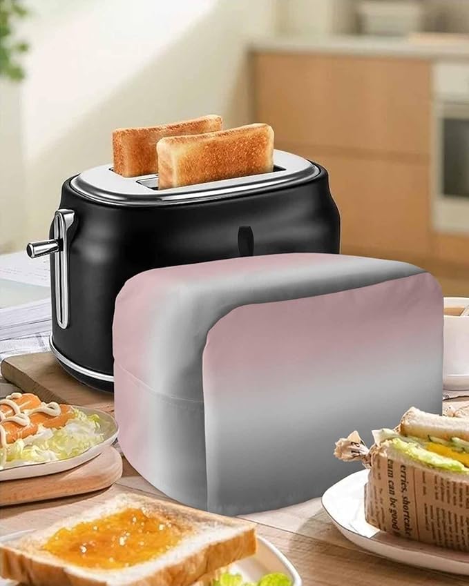Toaster Cover 2 Slice Pink and Grey Ombre Toaster Oven Cover with Pockets Gradient Gradual Color Dustproof Bakeware Protector Small Kitchen Appliance Dust Covers and Fingerprint Protection for Women