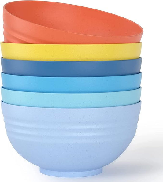 Homestockplus [Set of 6] Unbreakable Large Cereal Bowls,34 Oz Ramen Bowls BPA-Free Eco-Friendly Bowl Set for Cereal, Salad, Soup, Ramen,Oatmeal Apply to Kitchen, Dishwasher & Microwave Safe