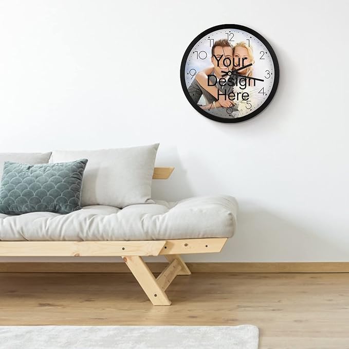 Custom Wall Clock, Personalized Wall Clock with Photo/Image Text Non-Ticking Clock Silent Customized Digital Wall Clocks Customized Gift for Living Room Kitchen Bathroom Home Decor 10''