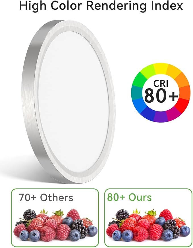 zemty Silver Flush Mount Ceiling Light - Super Thin 12In 28W 3200lm Brushed Nickel LED Ceiling Light with 3 Color Temperature 3000K/4500K/6000K - Low Profile Light Fixture for Kitchen Bathroom,2Pack