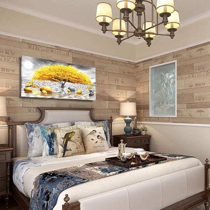 Wall decorations for living room Canvas Wall Art for bedroom Abstract wall decor Black and white Canvas Art Yellow tree paintings bathroom Home Decoration Hang Pictures Office large Wall Artworks