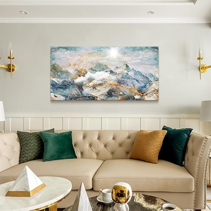 Wapluam Large Canvas Wall Art For Living Room Abstract Wall Decor For Bedroom Office Wall Decor Mountain Landscape Wall Painting Framed Pictures Decor Artwork Farmhouse Home Decorations 24"X48"
