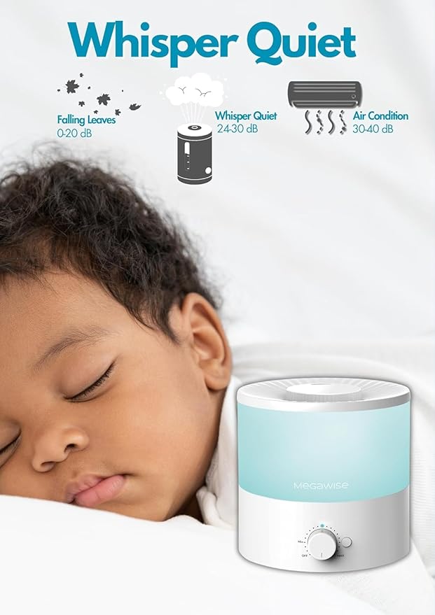 MegaWise Ultrasonic Cool Mist Humidifier SK7620 - 1.5L Capacity, Whisper-Quiet Operation, Adjustable Mist Output, Auto Shut-Off - Ideal for Home, Office, Baby Room, and Bedroom