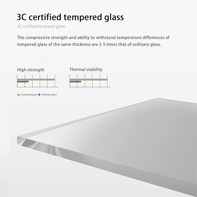 EASYSOUL Modern Glass Coffee Table, 44.88" D x 32.28" W x 15.75" H, Abstract Round Tea Tables for Living Room Home Office Industrial Cocktail Tables (Black-Brown Glass, 44.88")