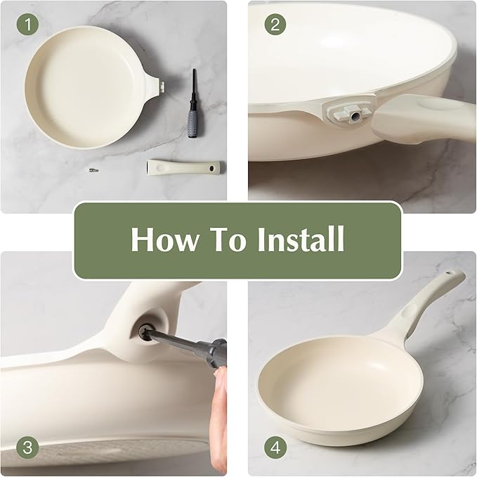 Redchef Ceramic Frying Pan, Small Nonstick Frying Pan, Non Stick Pans for Eggs & Omelets, PFOA & PFAS-Free, Fast & Even Heat, Compatible with All Cooktops, Dishwasher Safe, Beige White, 9.5"