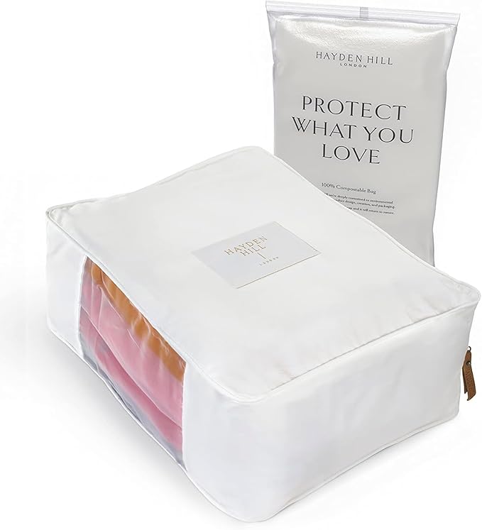 Hayden Hill Luxury Organic Cotton Sweater Storage Bag - Fits 4 Fine Knits - 15 Inch - Breathable Clothes Storage For Cashmere - Moth Proof Sweater Organizer For Closet - Certified Carbon Neutral