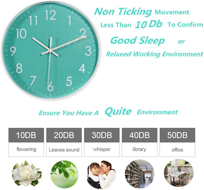 Indoor Silent Non-Ticking Quartz Modern Simple Wall Clock Digital Quiet Sweep Movement Office/Kitchen/School/Living Room Decor 10 Inch