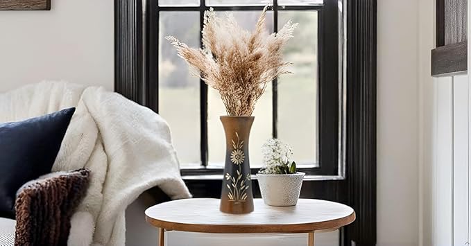 Aeravida Natural Flower Mango Tree Wood Flower Table Floor Vase, 8 inch | Modern Farmhouse Home Décor | Living Room Home Decoration