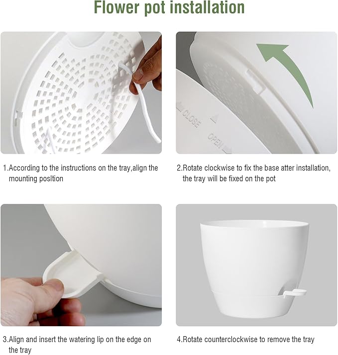 12/10/9 inch Large Self Watering Pots, Plant Pots with Mesh Drainage Holes for Indoor Outdoor Garden Plants, Flower Pots with Removable Deep Reservoir, Set of 3 Plastic Planters, White