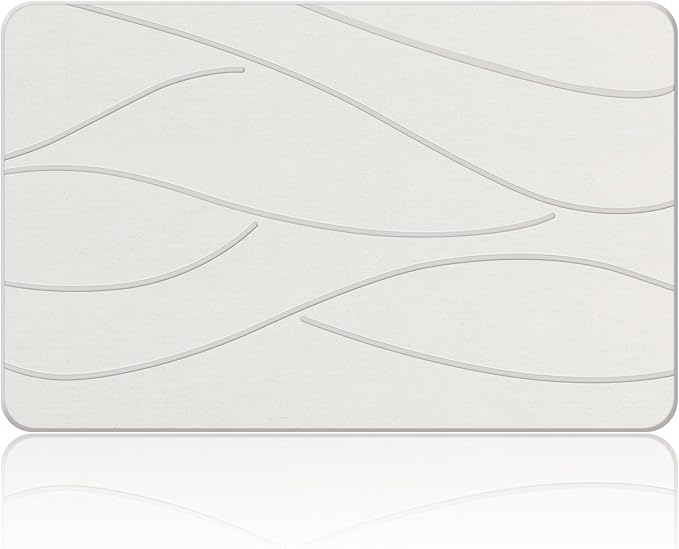 Stone Bath Mat Diatomaceous Earth Shower Mat Non-Slip Super Absorbent Diatomite Stone Bath Mats for Bathroom Floor Quick Drying Natural Easy to Clean(23.6''×15.4" White)