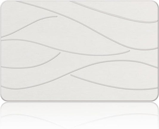 Stone Bath Mat Diatomaceous Earth Shower Mat Non-Slip Super Absorbent Diatomite Stone Bath Mats for Bathroom Floor Quick Drying Natural Easy to Clean(23.6''×15.4" White)