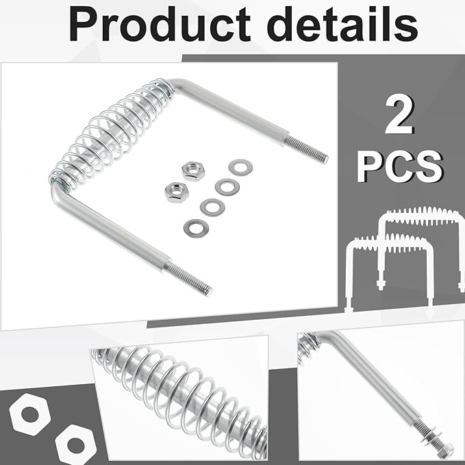 Dunzy 2 Pieces 6" Steel Spring Handle 5" Wide Overall with 1/2" Steel Rod for BBQ Pits Trailers Custom Metal Projects Wood Stove Handles Replacement Grill Barbecue Tool Sets(Silver)