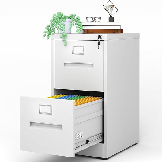 AQY 2 Drawer File Cabinet with Lock,Filing Cabinets for Home Office,Metal File Cabinet 18" Deep Vertical Storage Drawer for Hanging A4/F4/Letter/Legal Size Files, Assembly Require